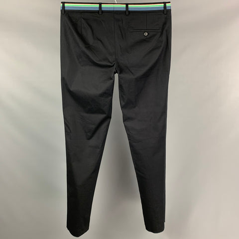 WALTER VAN BEIRENDONCK SS 17 Size 36 Black Wool / Polyester Ribbon Waistband Dress Pants