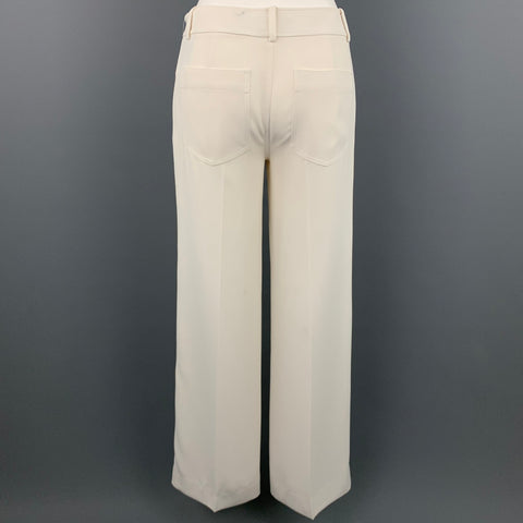 ALEXANDER WANG Taille 0 Pantalon habillé à jambe large en crêpe blanc cassé