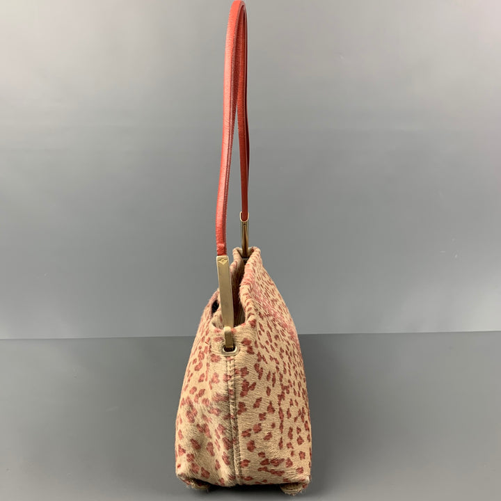 vintage BOTTEGA ITALIANA Rose Crème Animal Print Veau Cheveux Sac à main