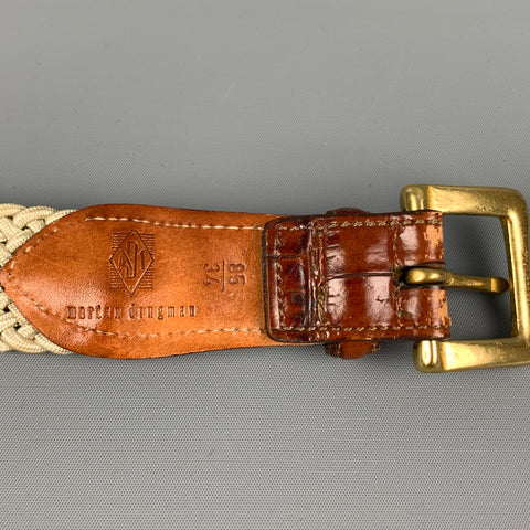MARTIN DINGMAN Size 34 Beige Brown Woven Embossed Fabric Belt