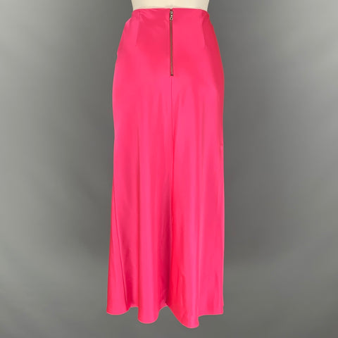 ALICE + OLIVIA Size L Pink Triacetate Blend Solid A-Line Skirt