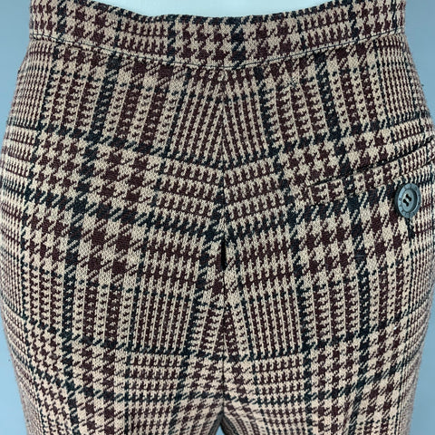SONIA RYKIEL Size 4 Brown Beige Houndstooth Wide Leg Dress Pants
