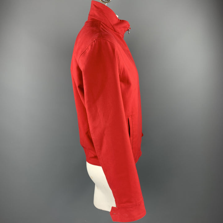 LORO PIANA Size L Red & Beige Cotton Reversible Jacket