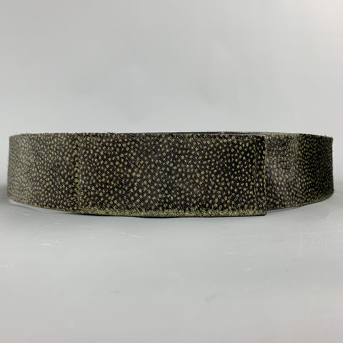 DRIES VAN NOTEN Taille M Ceinture Velcro en poil de veau imprimé à pois marron et vert