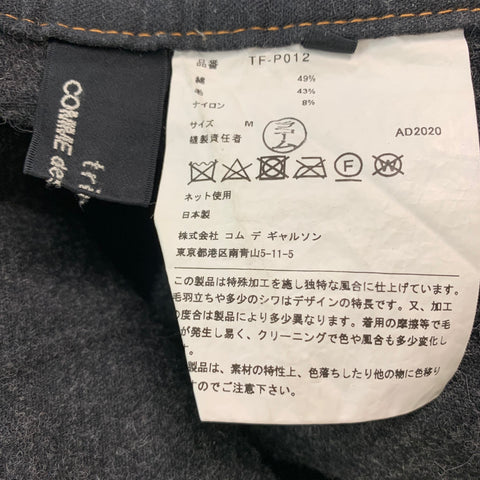 COMME des GARCONS Size M Grey Charcoal Cotton Wool Contrast Stitch Casual Pants