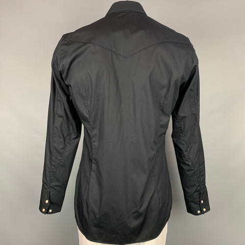 VIVIENNE WESTWOOD MAN Size XL Black Cotton Snaps Long Sleeve Shirt