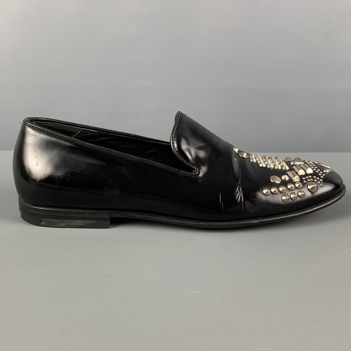 ALEXANDER MCQUEEN Size 9 Black Silver Studded Leather Slip On Loafers