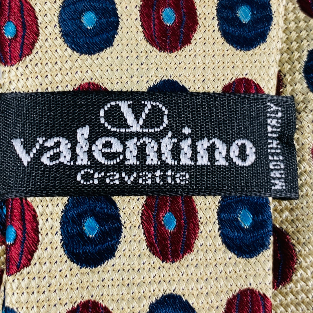 VALENTINO Yellow Red Blue Dots Silk Tie