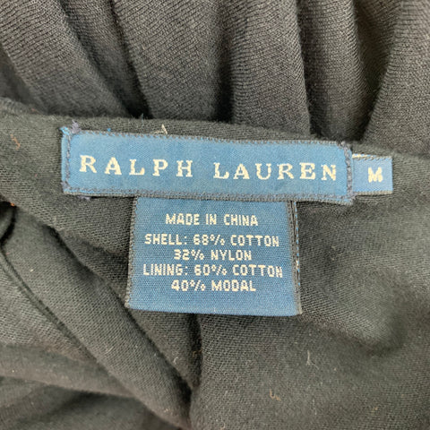 RALPH LAUREN Size M Black Cotton Nylon Pleated Spaghetti Straps Long Dress