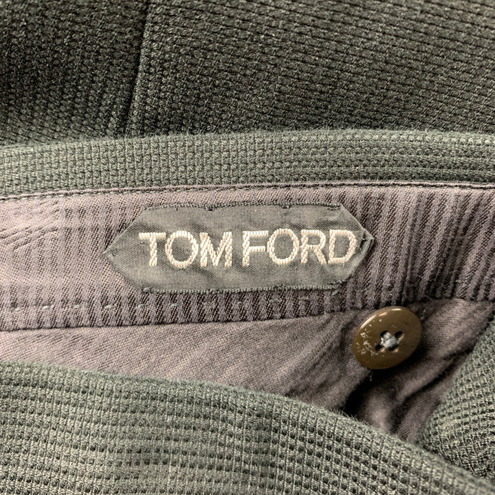 TOM FORD Size 32 Black Textured Cotton Zip Fly Casual Pants