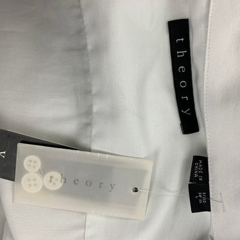 THEORY Size L Off White Cotton Button Up Long Sleeve Shirt