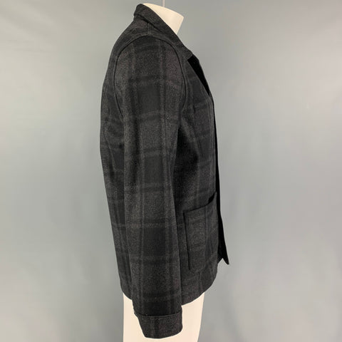EMILE LAFAURIE Size XL Grey Black Plaid Wool Polyamide Jacket