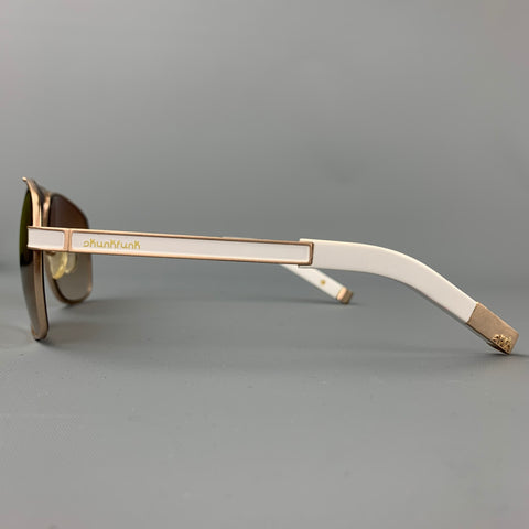SKUNK FUNK Go South Sailing White & Gold Metal Sunglasses