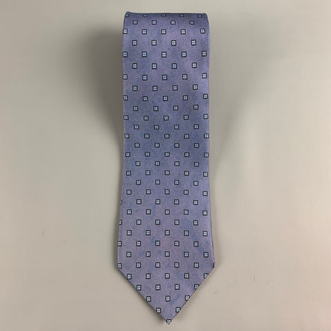 BORRELLI Blue Light Blue Squares Silk Tie