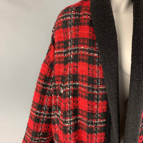 THE KOOPLES Size One Size Black Red Acrylic Blend Plaid Jacket