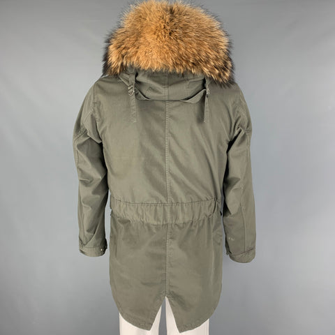 NEMEN by FINEST CLOTH Size L Green Olive Polyester Nylon Hooded Coat