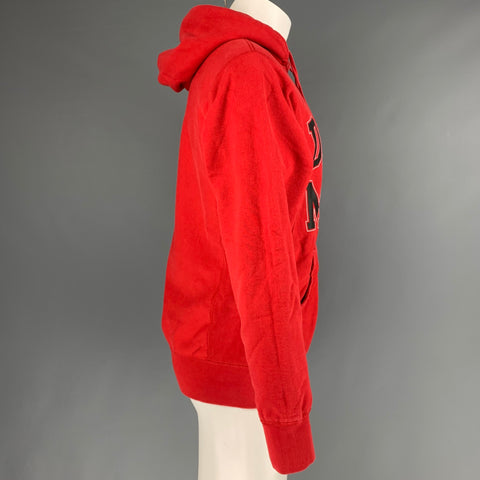 SUPREME Size M Red Black Cotton Hoodie Sweatshirt