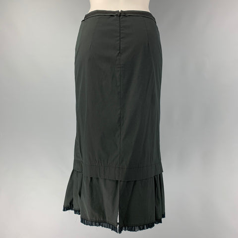 PRADA Size 4 Black Cotton Blend Solid Tulip Skirt