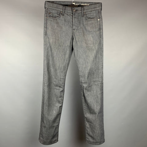 7 FOR ALL MANKIND Size 29 Grey Cotton Standard Straight Jeans