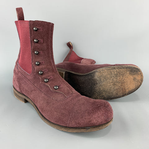 NUMBER (N)INE Size 11 Purple Side Button Chelsea  Boots