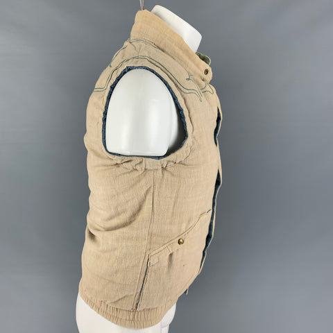 VISVIM Size S Blue Orange Color Block Cotton Linen Reversible Vest