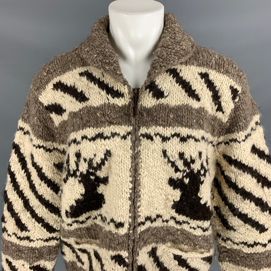 POLO by RALPH LAUREN Size M Oatmeal & Beige Knitted Wool Zip Up Jacket