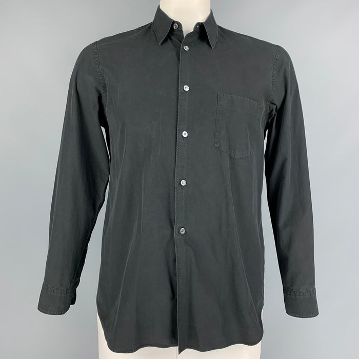 CAMISA COMME des GARCONS Talla L Camisa de manga larga de algodón negro con un bolsillo