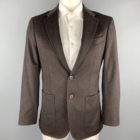 JOSEPH ABBOUD Size 40 Brown Textured Cashmere Notch Lapel Sport Coat