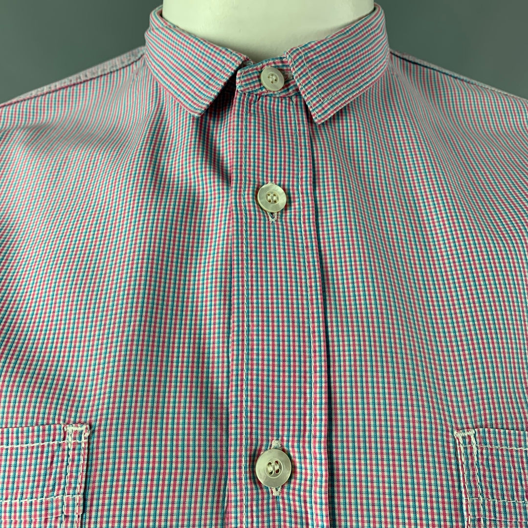 JUNYA WATANABE Size XL Pink Blue Checkered Button Down Long Sleeve Shirt