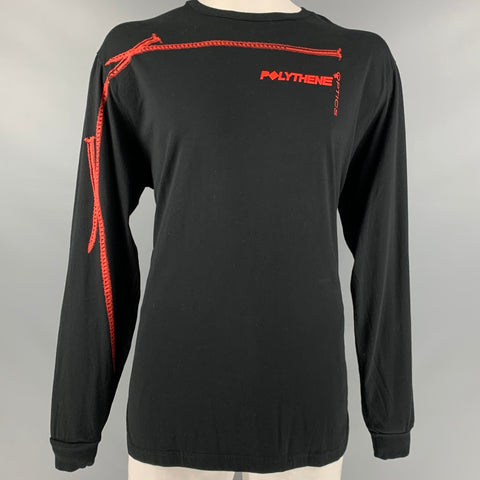 POLYTHÈNE Taille XXL Noir Orange Logo Coton T-shirt à manches longues