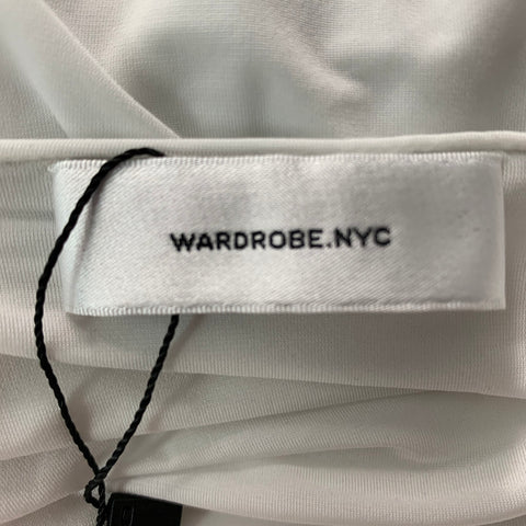 WARDROBE.NYC Talla S Minivestido blanco de viscosa y elastano con tirantes finos fruncidos