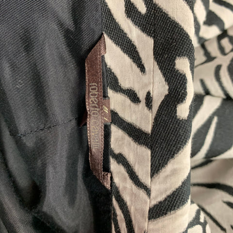 ROBERTO CAVALLI Size 42 Black & White Zebra Print Polyester Blend Sport Coat