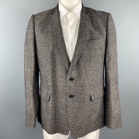 DRIES VAN NOTEN Size 44 Brown Heather Linen / Cotton Sport Coat