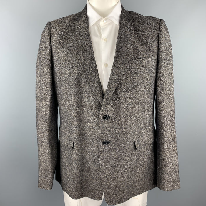 DRIES VAN NOTEN Size 44 Brown Heather Linen / Cotton Sport Coat