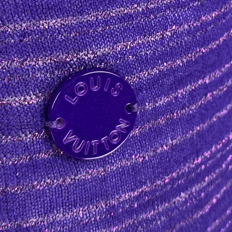 LOUIS VUITTON Size S Purple Cashmere Blend Stripe Short Sleeve Casual Top