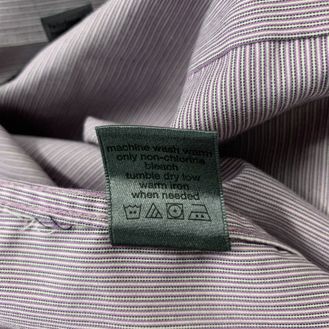 JOHN VARVATOS Size L Lavender Stripe Cotton Button Up Long Sleeve Shirt