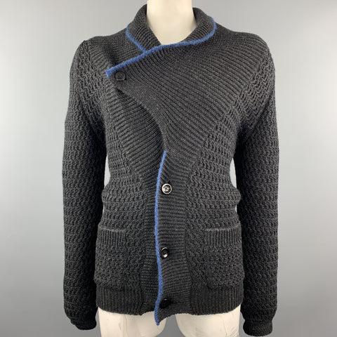 KAPITAL Size L Black Knitted Wool Shawl Collar Cardigan