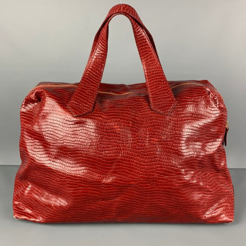 PAUL SMITH Burgundy Embossed Leather Carry-On Bag