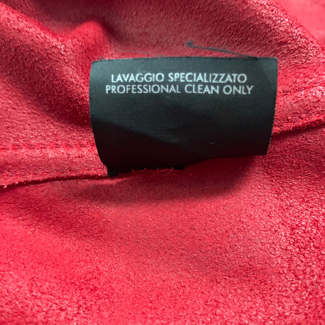 GUCCI Size 42 Red Suede Trucker Jacket