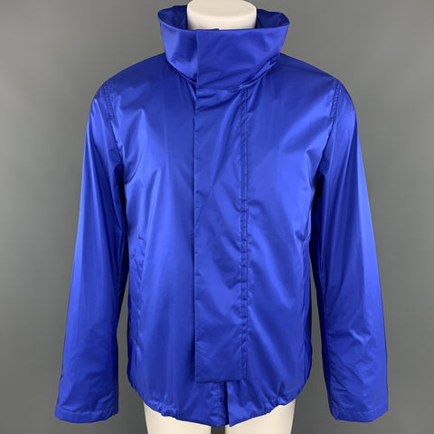 JIL SANDER by RAF SIMONS Size 38 Blue Nylon High Neck Zip Hood Parka