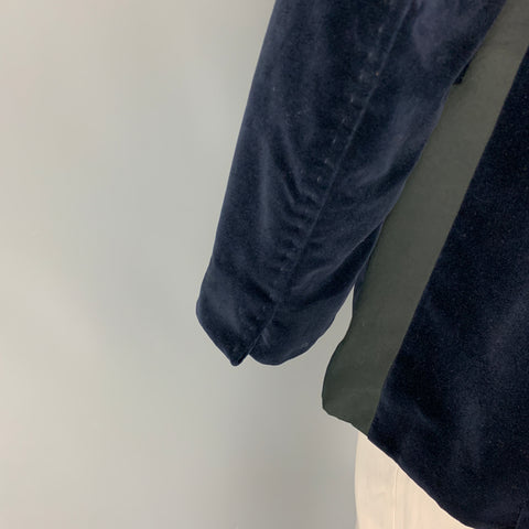 ROBERTO CAVALLI Size XL Navy Black Cotton Velvet Sport Coat