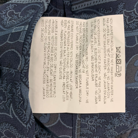 ETRO Size 40 Navy Grey Jacquard Wool Blend Notch Lapel Sport Coat