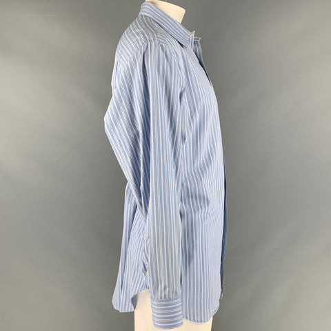 GITMAN BROS Size XL Blue White Stripe Cotton Long Sleeve Shirt