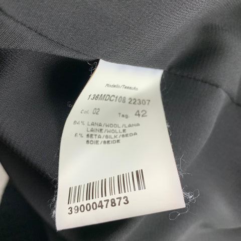 MSGM Size 6 Black & White Chevron Wool / Silk Collarless Coat