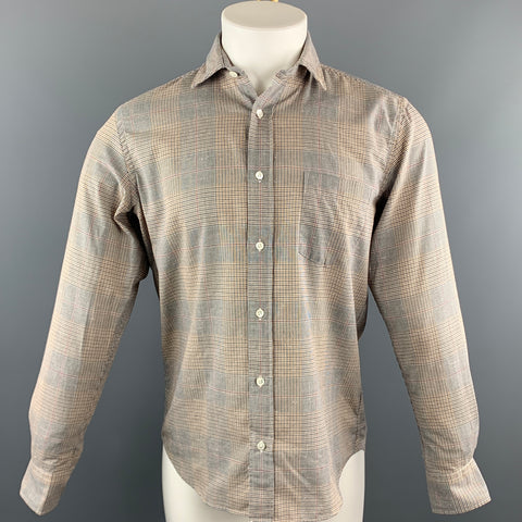 HARTFORD Size S White & Navy Glenplaid Cotton Button Up Long Sleeve Shirt