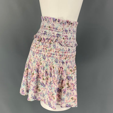 LOVE SHACK FANCY Size S Pink Purple Cotton Floral Skirt