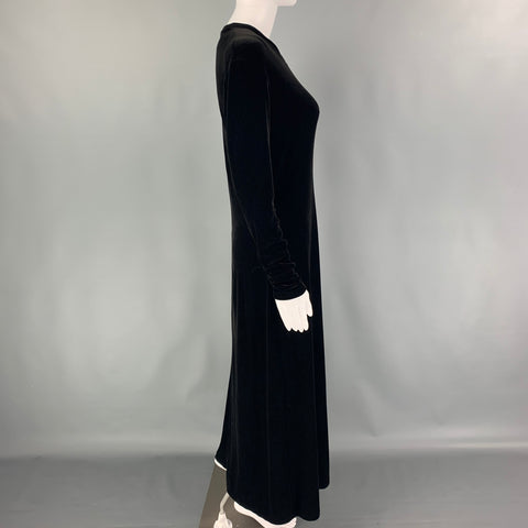 Vintage RALPH LAUREN Blue Label Size M Black Polyester Blend Long Sleeve Long Dress