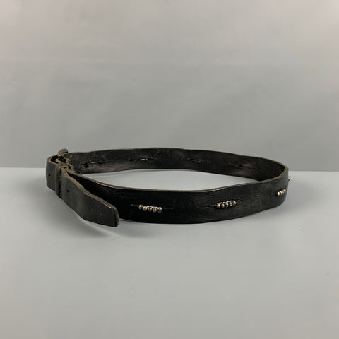 VINTAGE Size 34 Black Silver Studded Leather Belt
