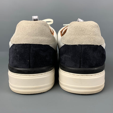 DUKE + DEXTER Size 9 White Black Mixed Fabrics Mesh Low Top Sneakers
