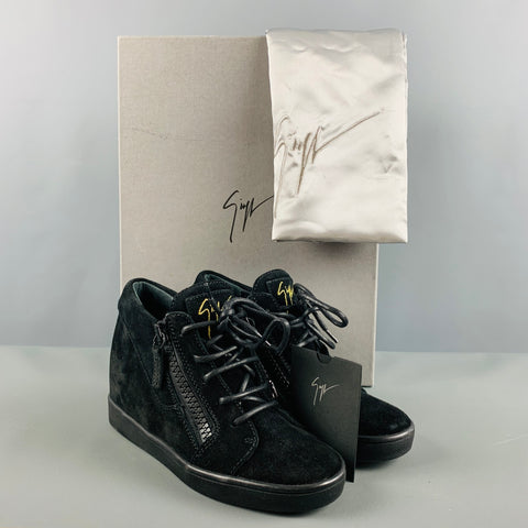 GIUSEPPE ZANOTTI Size 5 Black Suede High Top Sneakers